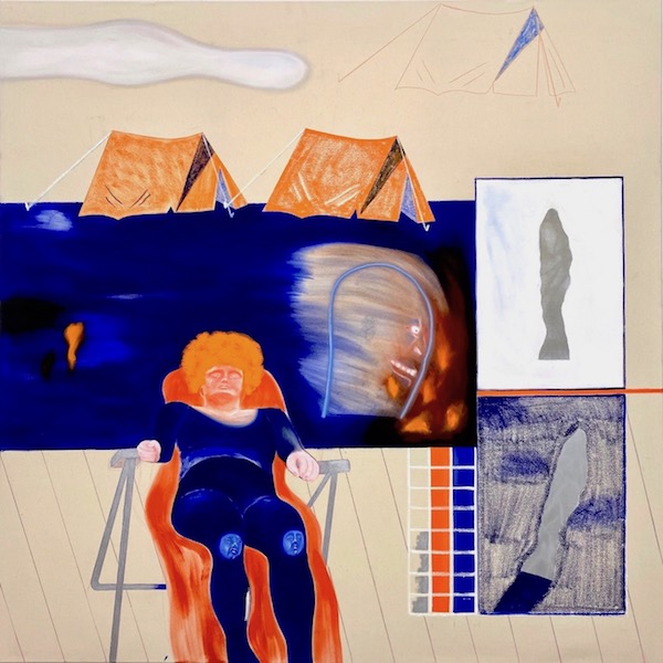 Paul Glaw: Wenn man langsam geht, riskiert man einen Sonnenbrand, 2020, 
oil, oil chalk on canvas, 180 x 179 cm 

